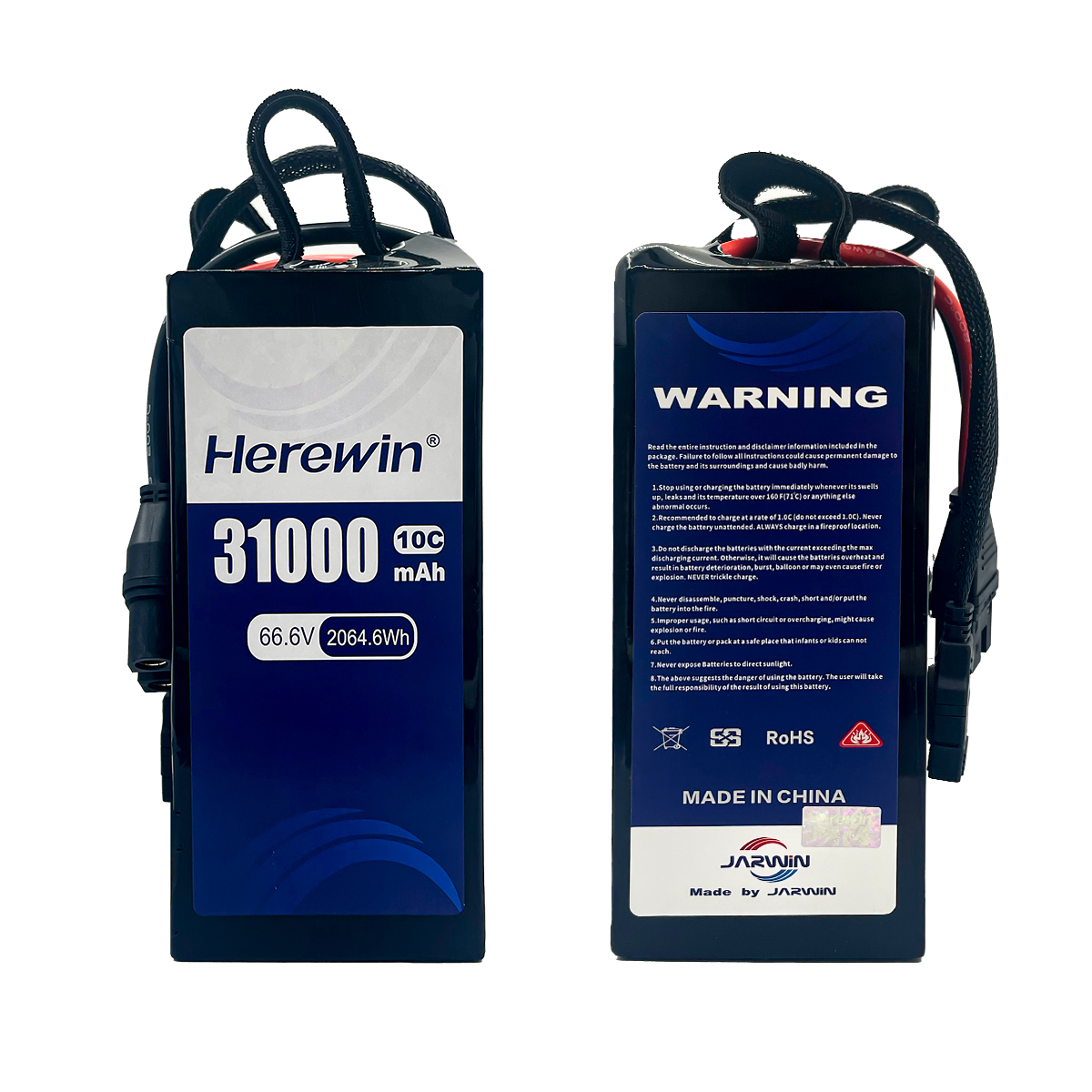 high voltage high energy density semi-solid UAV battery side view