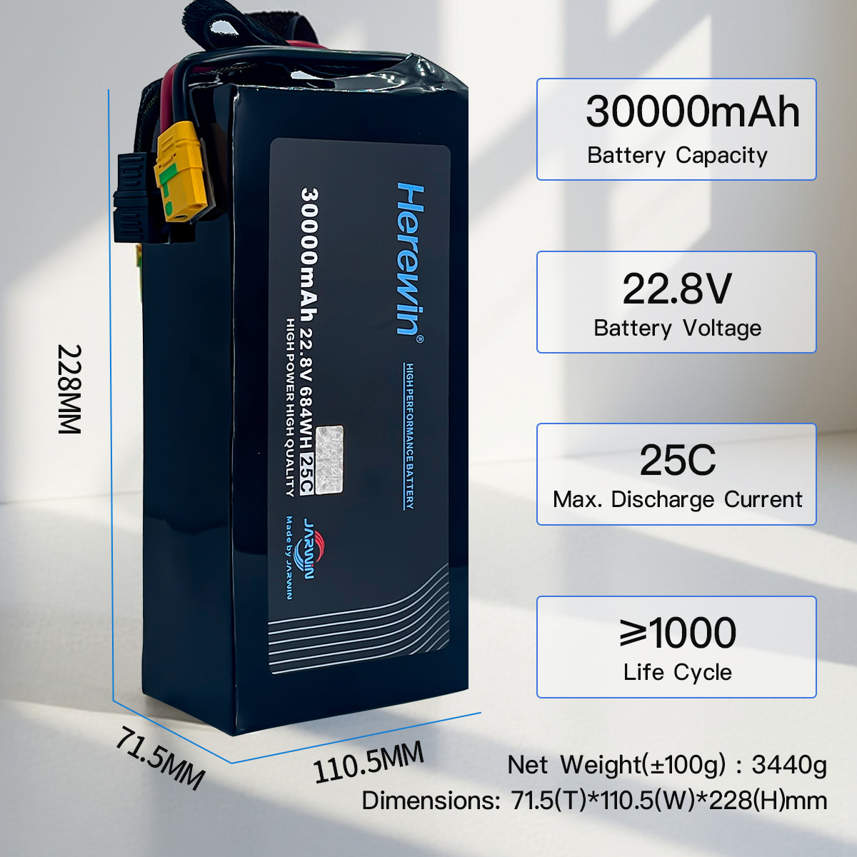 25C 6S1P 22.8V 30000mAh agricultural drone battery dimensions