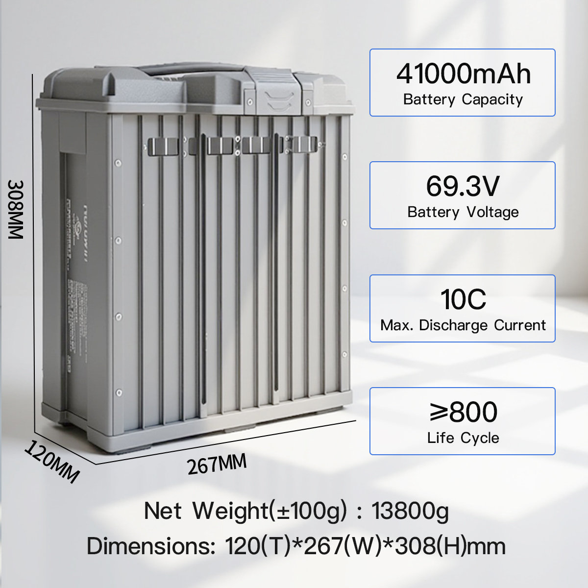 18S 69.3V 41000mAh high voltage smart plug-in UAV battery dimensions