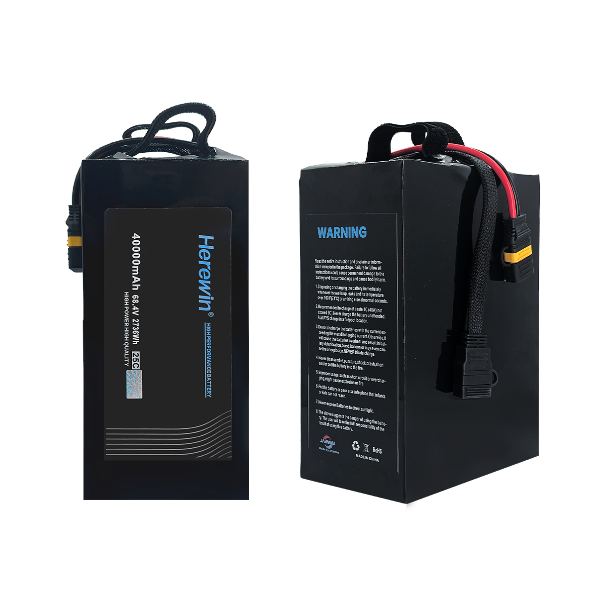 high voltage high discharge LiPo UAV battery back view