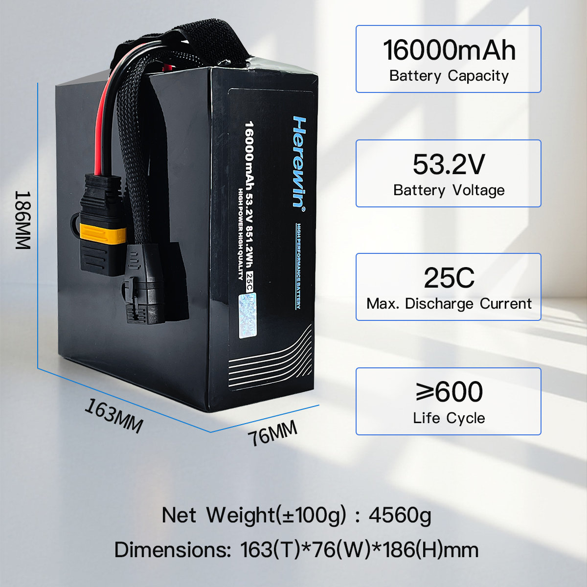 25C 14S1P 53.2V 16000mAh industrial UAV battery dimensions