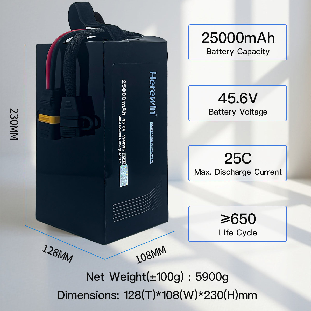 Herewin 12S 25000mAh 25C LiHV Drone Battery