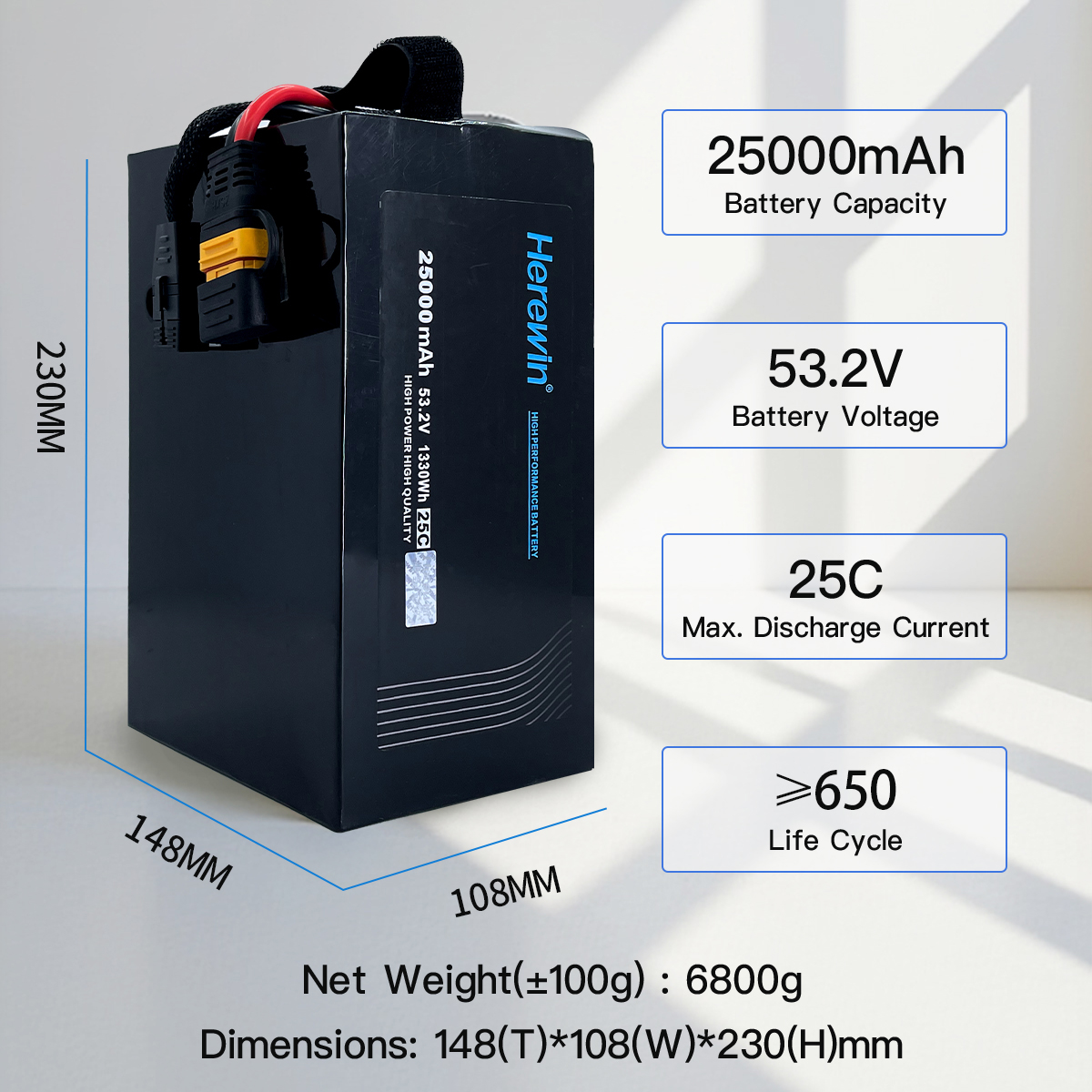 Herewin 14S 25000mAh 25C LiHV Drone Battery