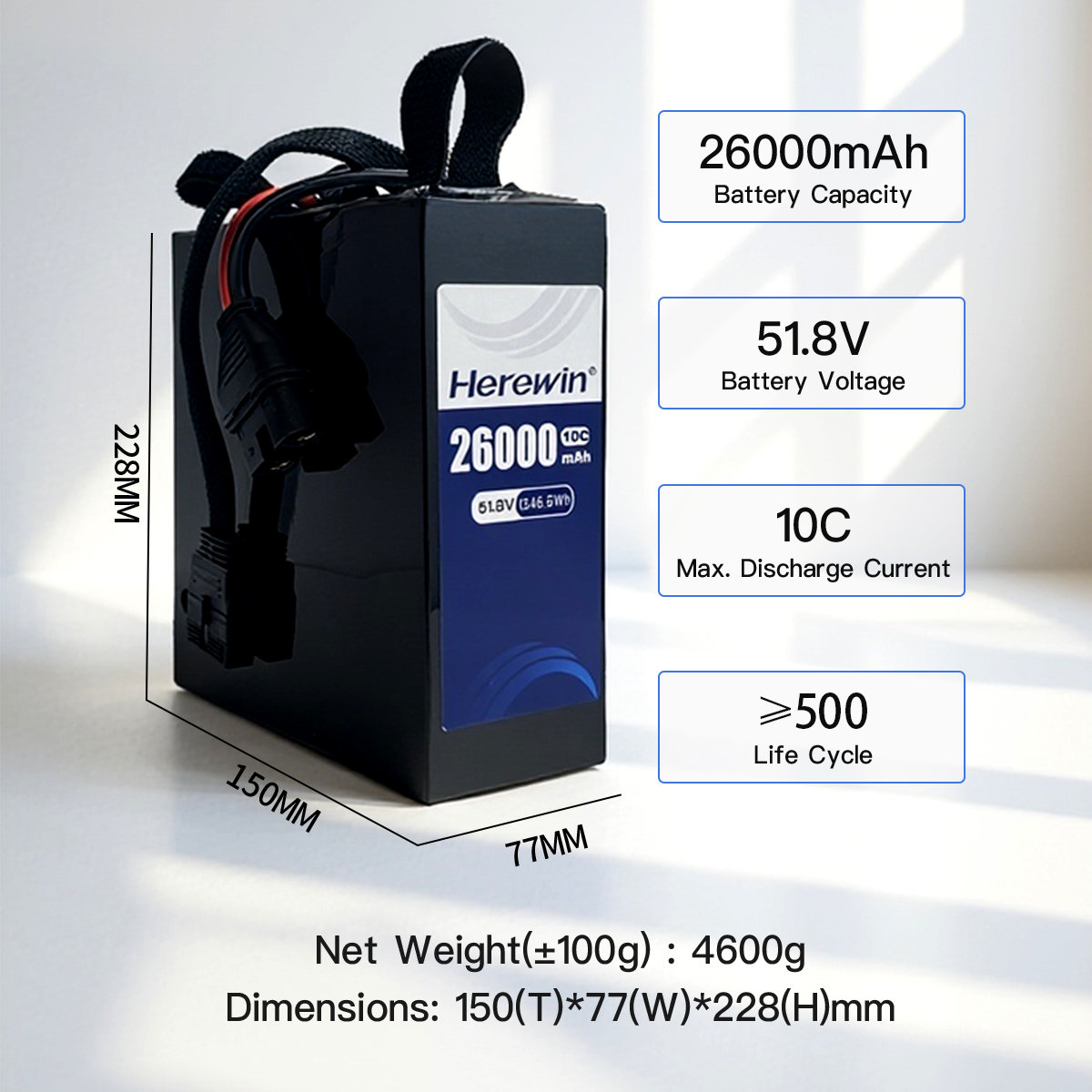 semi-solid 14S1P 51.8V 26000mAh UAV battery