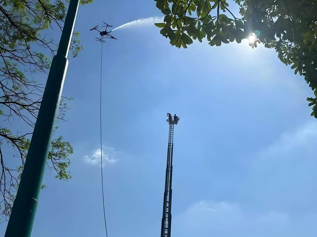 Urban traffic surveillance battery cover image showing a drone above a nighttime expressway with battery telemetry and security cues