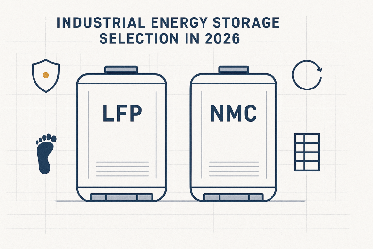 Industrial energy storage comparison cover image: LFP vs NMC in 2026