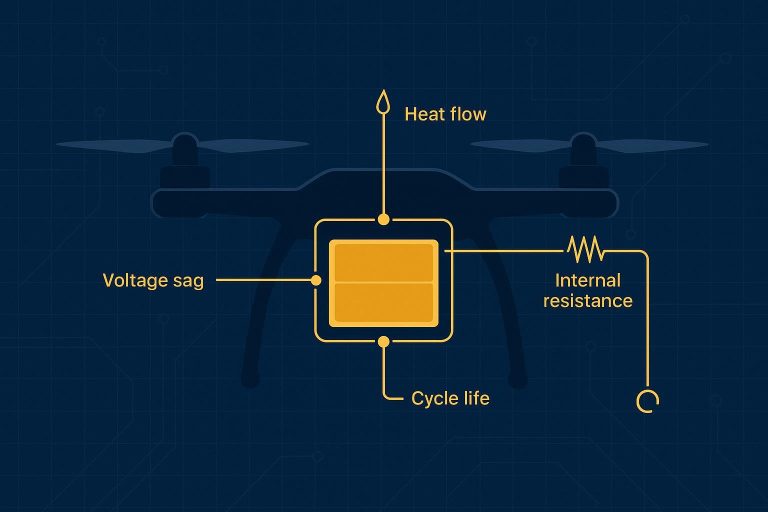 Industrial UAV battery specification guide cover image with technical drone battery cross-section