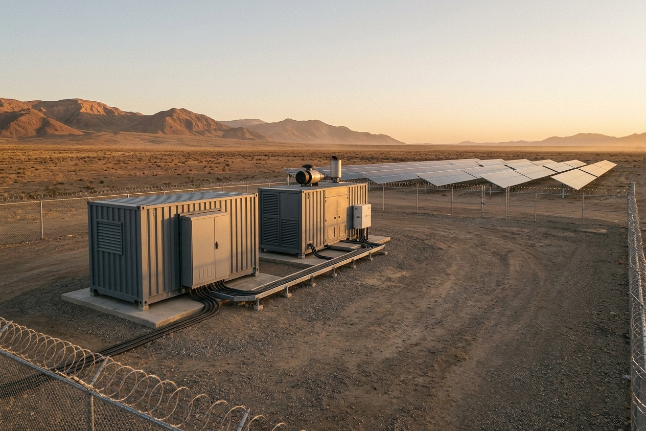 Diagram showing diesel generator, battery, and EMS dispatch in an industrial microgrid