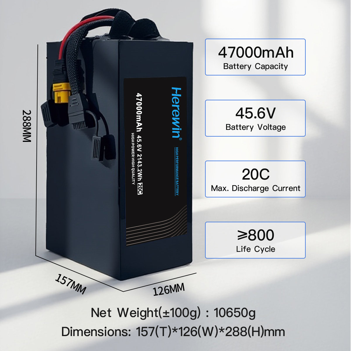 Herewin 12S 47000mAh 20C LiPo Drone Battery (5)