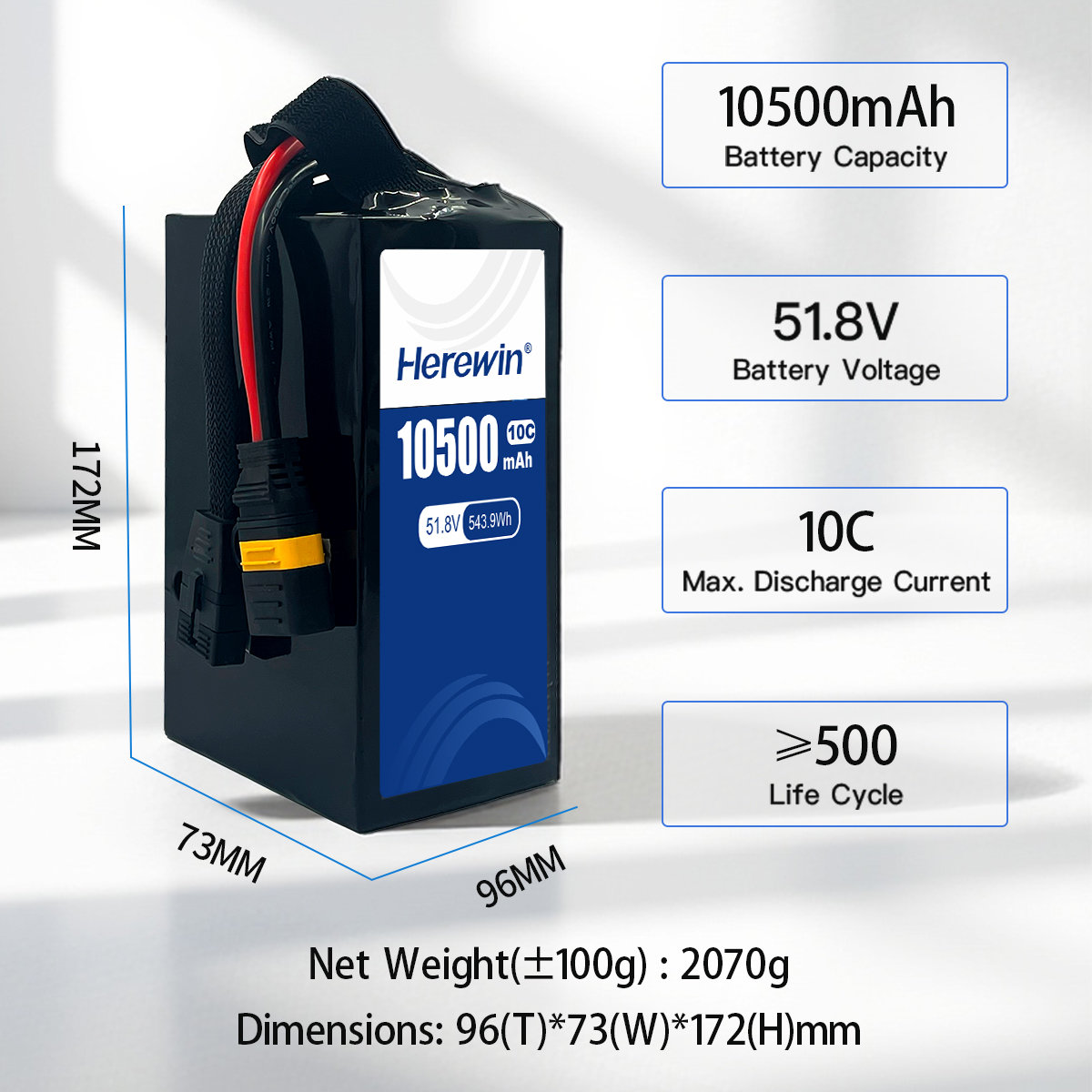 Herewin 14S1P 51.8V 10500mAh Semi-Solid UAV Battery (5)