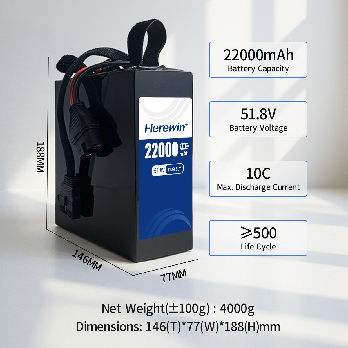 Herewin 14S1P 51.8V 22000mAh Semi-Solid UAV Battery (6)