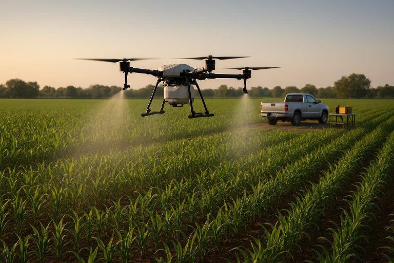 Agricultural spray drone battery workflow showing battery swap and refill—why hectares per hour matters more than flight time.